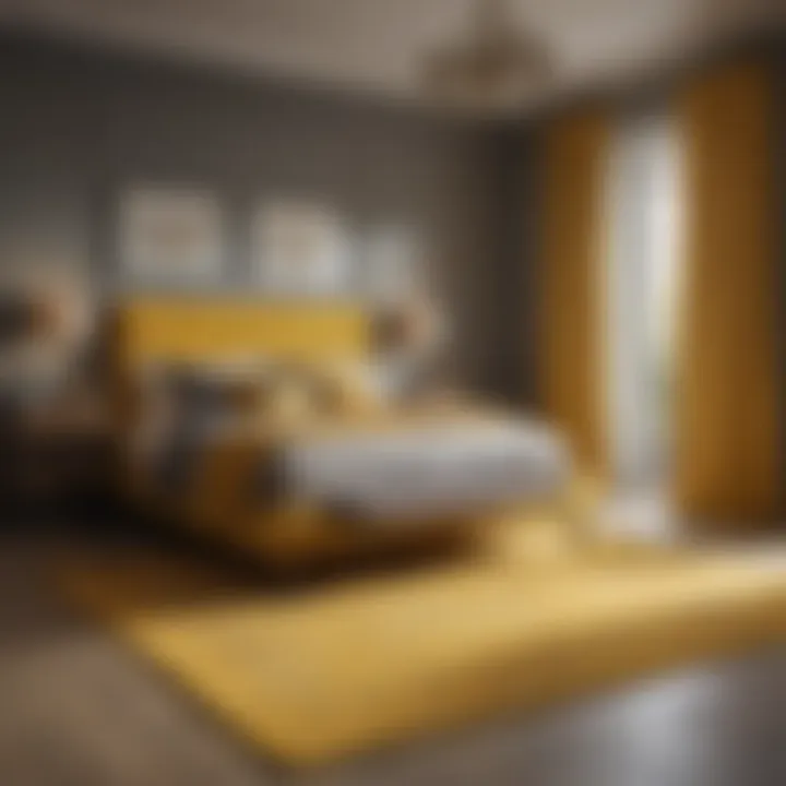 A bedroom highlighting the mood-enhancing effects of a mustard rug on decor.