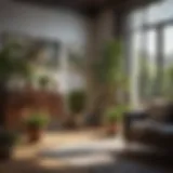 A collection of no-light indoor plants arranged aesthetically in a cozy living room