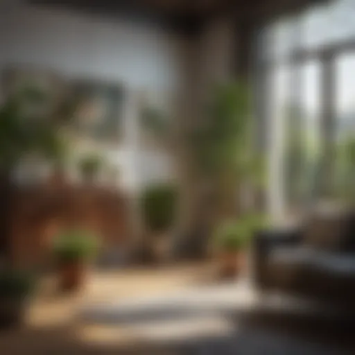 A collection of no-light indoor plants arranged aesthetically in a cozy living room