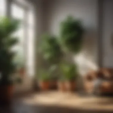 Serene Indoor Plant Corner A serene corner of a room featuring various no-light plants