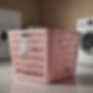 A close-up view of a big plastic laundry basket displaying its unique design features and functionalities.