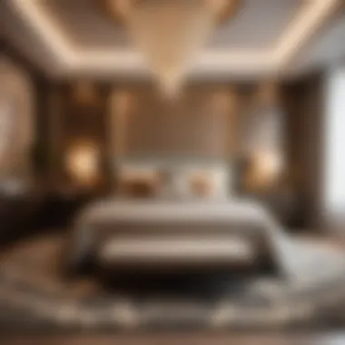 Luxurious bedroom rug with intricate patterns