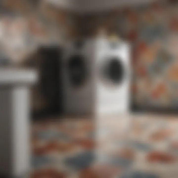 Modern Geometric Tile Designs Modern tile arrangement in a laundry room showcasing geometric patterns