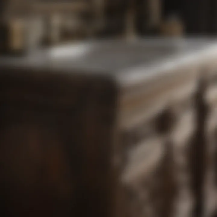 Materials and Textures of Antique Vanities Close-up view of antique vanity materials and textures