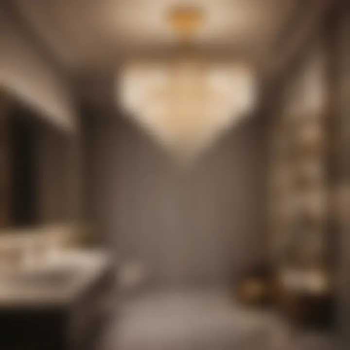 Chandelier lighting in a stylish bathroom setting