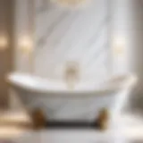 Luxurious marble bathtub in elegant bathroom