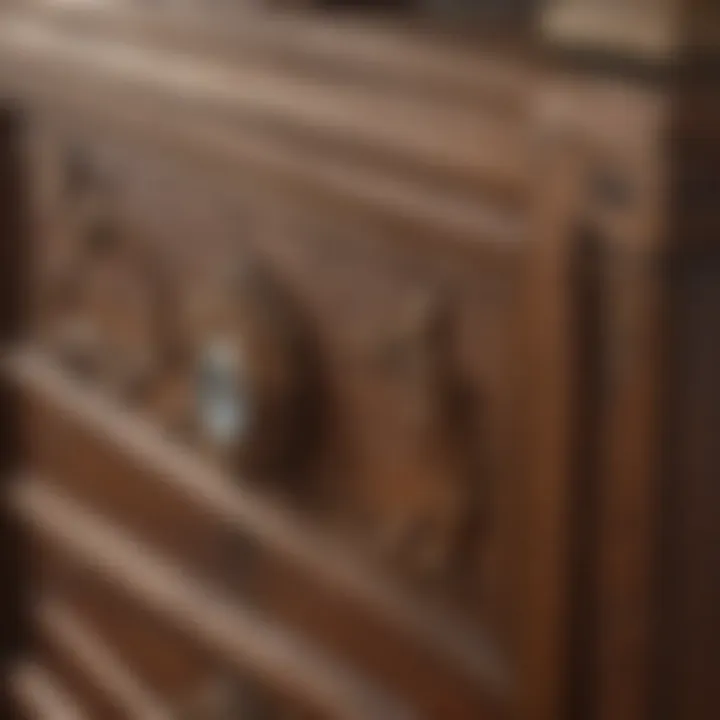 Close-up of the premium materials used in the Tommy Bahama Ocean Breeze bedroom set highlighting craftsmanship.