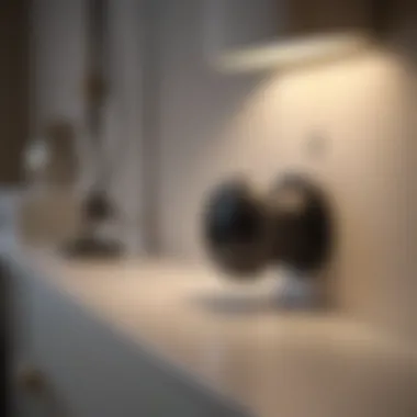 Close-up of a touch-sensitive light switch on a bedside table