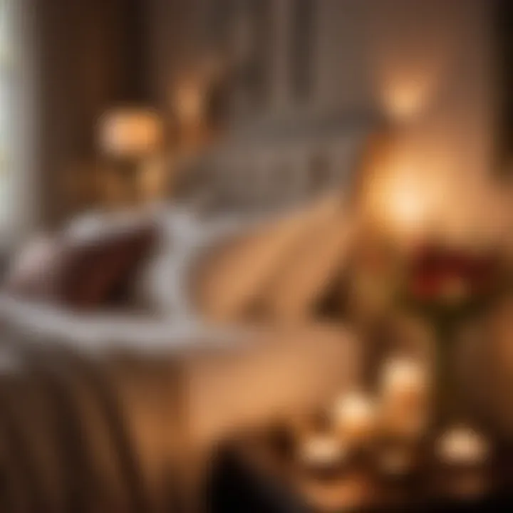 Tranquil candlelit corner creating a serene ambiance in a romantic master bedroom