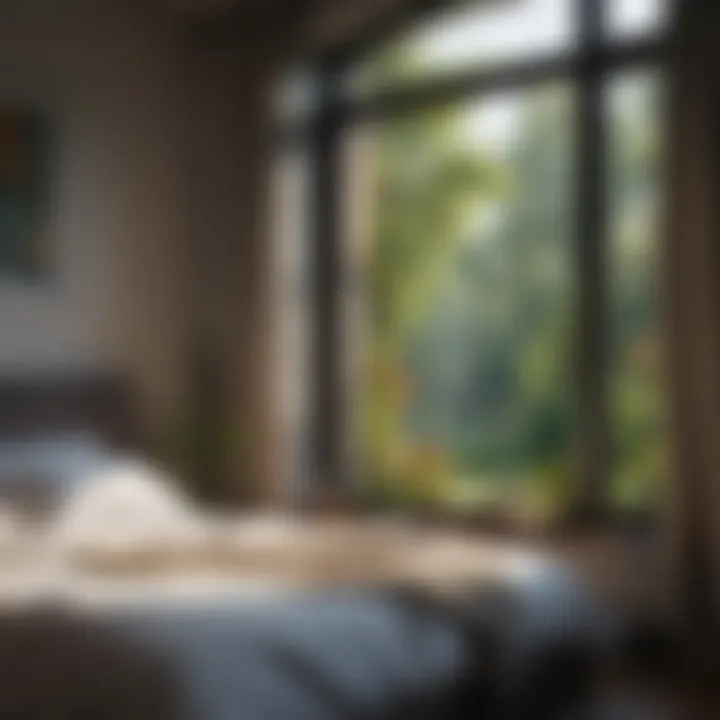 Bedroom window overlooking a tranquil garden