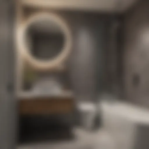 A cozy small bathroom featuring sleek fixtures and a minimalist design.