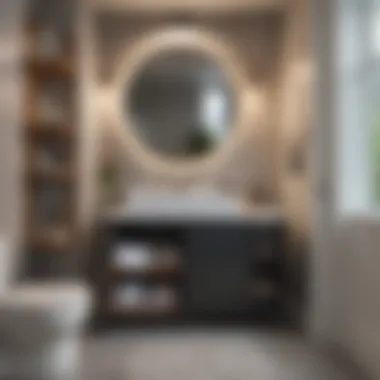 Smart Storage Solutions in Tight Spaces An innovative small bathroom design that maximizes storage with built-in shelving.
