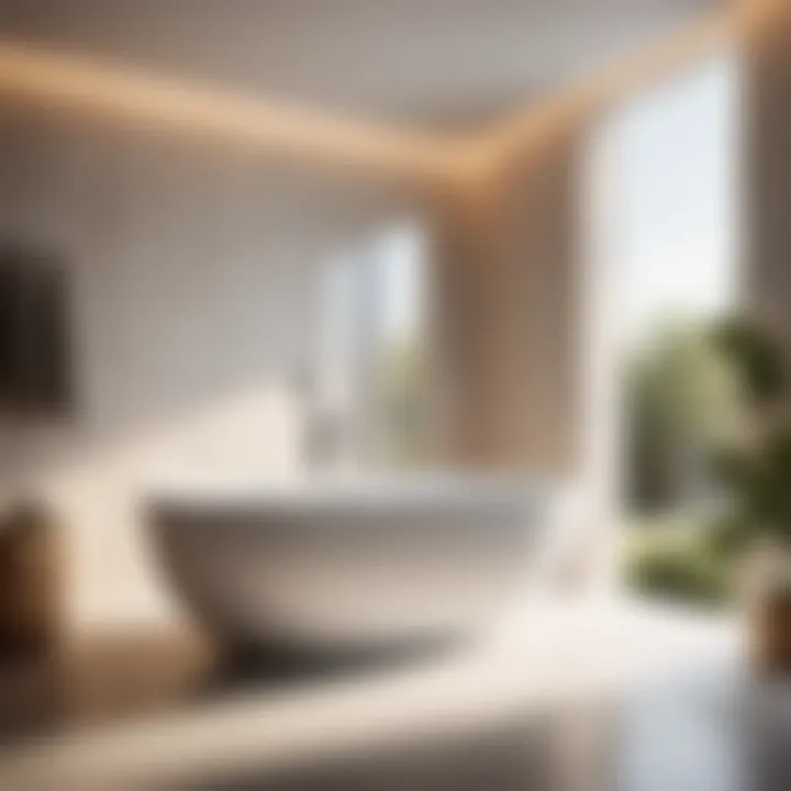 Minimalist bathtub design in a spacious bathroom