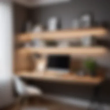 Efficient Use of Space with Minimalist Desk and Floating Shelves Minimalist desk setup with floating shelves