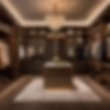 Elegantly Lit Luxurious Walk-In Closet Luxurious walk-in closet with elegant lighting fixtures