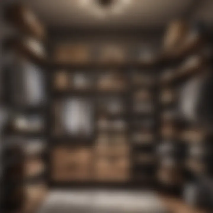 Organized shelving and hanging spaces in a compact closet area.