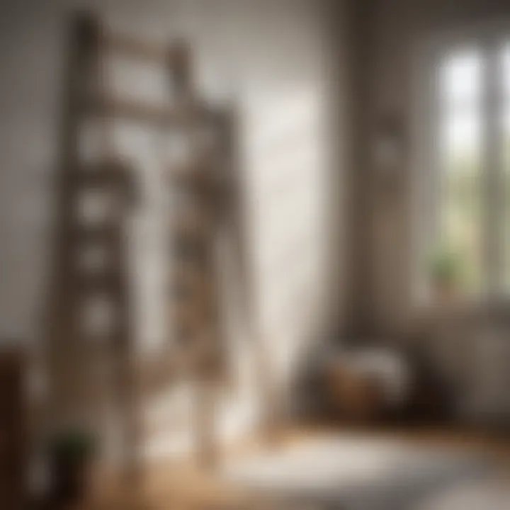 Vintage Wooden Ladder Repurposed as Towel Rack Vintage Wooden Ladder Repurposed as Towel Rack