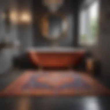 Trendy bathroom decor showcasing vibrant bling rug