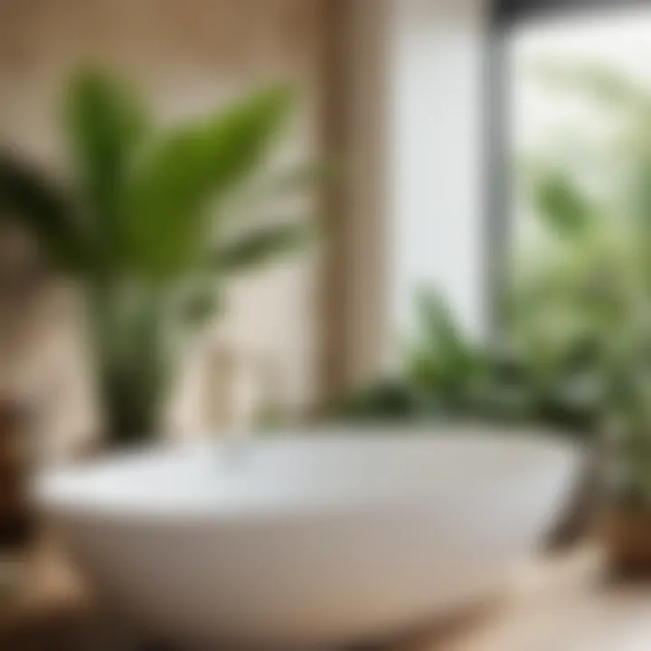 Tropical plant in bathroom setting