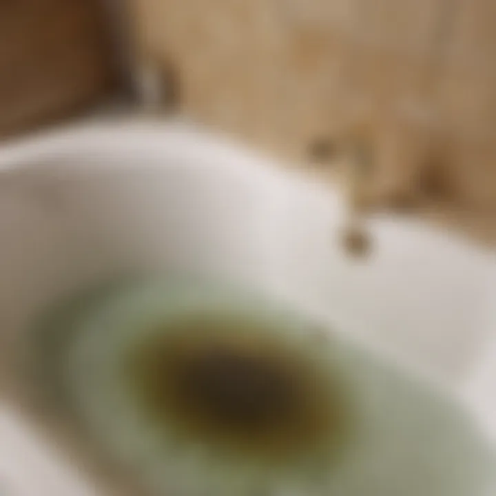 Illustration of clogged bathtub drain