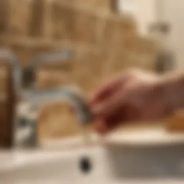 Checking Plumbing Connections Illustration demonstrating tightening the plumbing connections under a bathroom sink