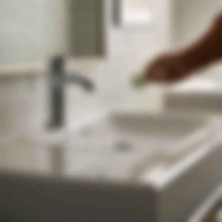 Inspecting Sealant Integrity Illustration showing potential sealant damage around a bathroom sink base