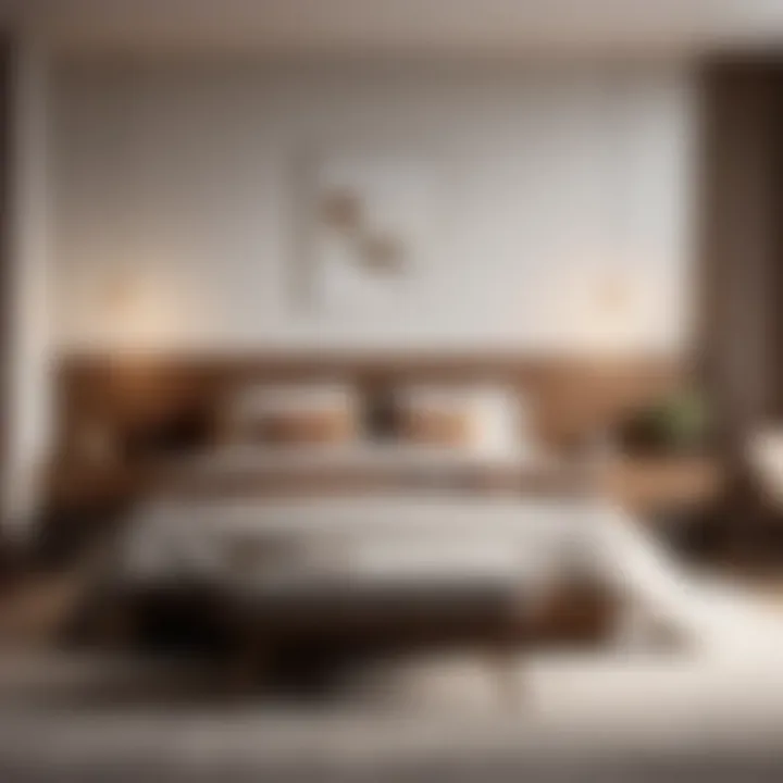 Minimalist bedroom set featuring clean lines and natural materials