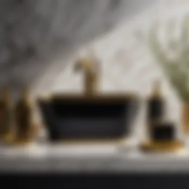 Sophisticated Black & Gold Bath Ensemble Minimalist Black and Gold Bathroom Set
