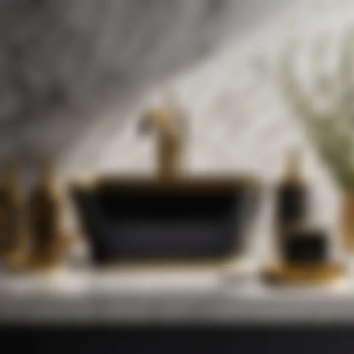 Sophisticated Black & Gold Bath Ensemble Minimalist Black and Gold Bathroom Set