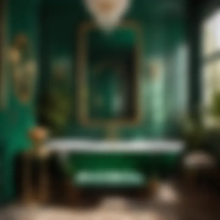 Opulent Emerald Charm Luxurious emerald green bathroom paint color