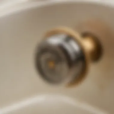 Close-up of high-quality sink drain lever