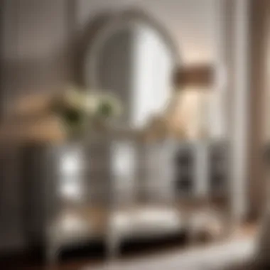 Glamorous Mirrored Dresser Elegant dresser with mirrored surfaces and crystal knobs