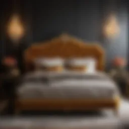 Luxurious velvet upholstered bed with tufted headboard