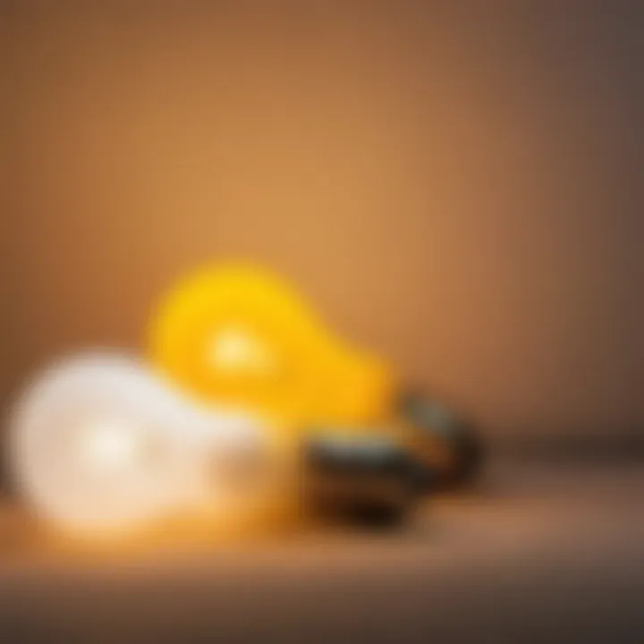 Color Temperature Selection Close-up of color temperature options for bedroom light bulbs