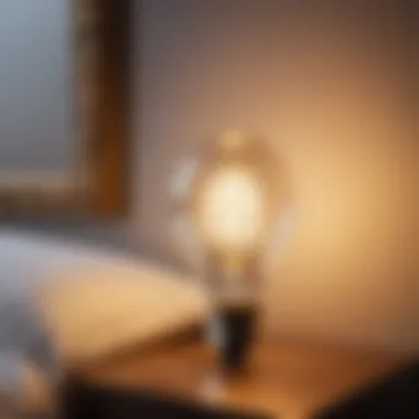 Energy-Efficient Lighting Energy-efficient bedroom light bulb in use
