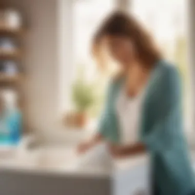 Person enjoying fresh laundry scent from natural detergent