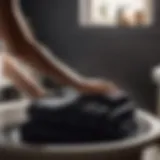 Black clothes being washed with gentle laundry soap