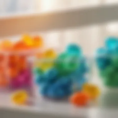 Vibrant Laundry Pods Presentation Colorful laundry pods in a clear container
