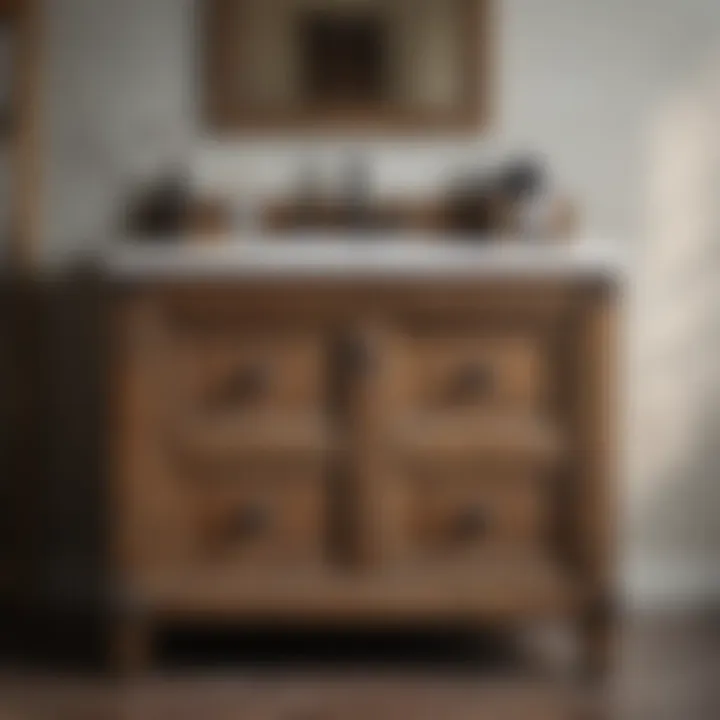 Rustic small bathroom vanity with distressed wood finish