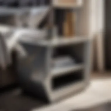 Sleek Grey Side Table with Geometric Pattern Minimalist Grey Side Table with Geometric Design