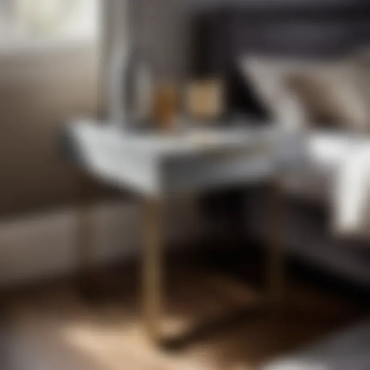 Modern Grey Side Table with Metal Legs