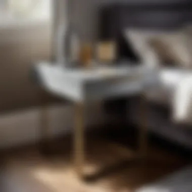 Contemporary Grey Side Table with Metal Accents Modern Grey Side Table with Metal Legs