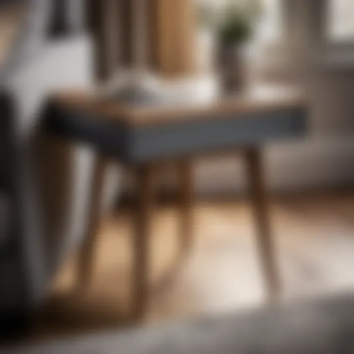 Rustic Grey Side Table with Natural Wood Finish