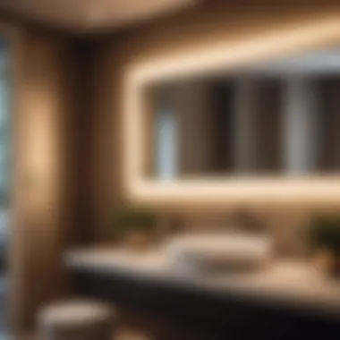 Elegant night light with soft glow in modern bathroom