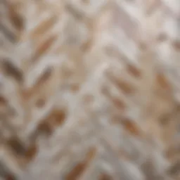 Elegant marble mosaic tile in a herringbone pattern