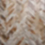 Marble Mosaic Herringbone Tile Elegant marble mosaic tile in a herringbone pattern