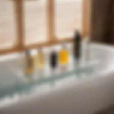 Organized acrylic bathtub caddy with spa products