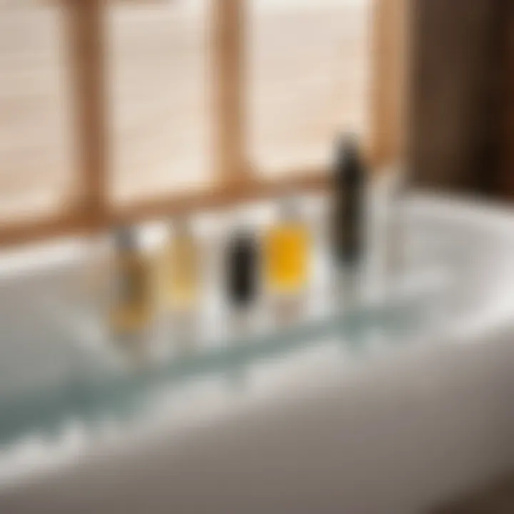 Organized acrylic bathtub caddy with spa products