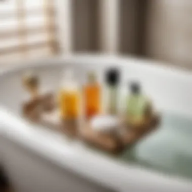 Clear Bathtub Caddy with Bath Products