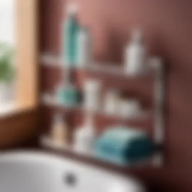 Effortless Storage Organized bathroom shelf with Command caddy in use